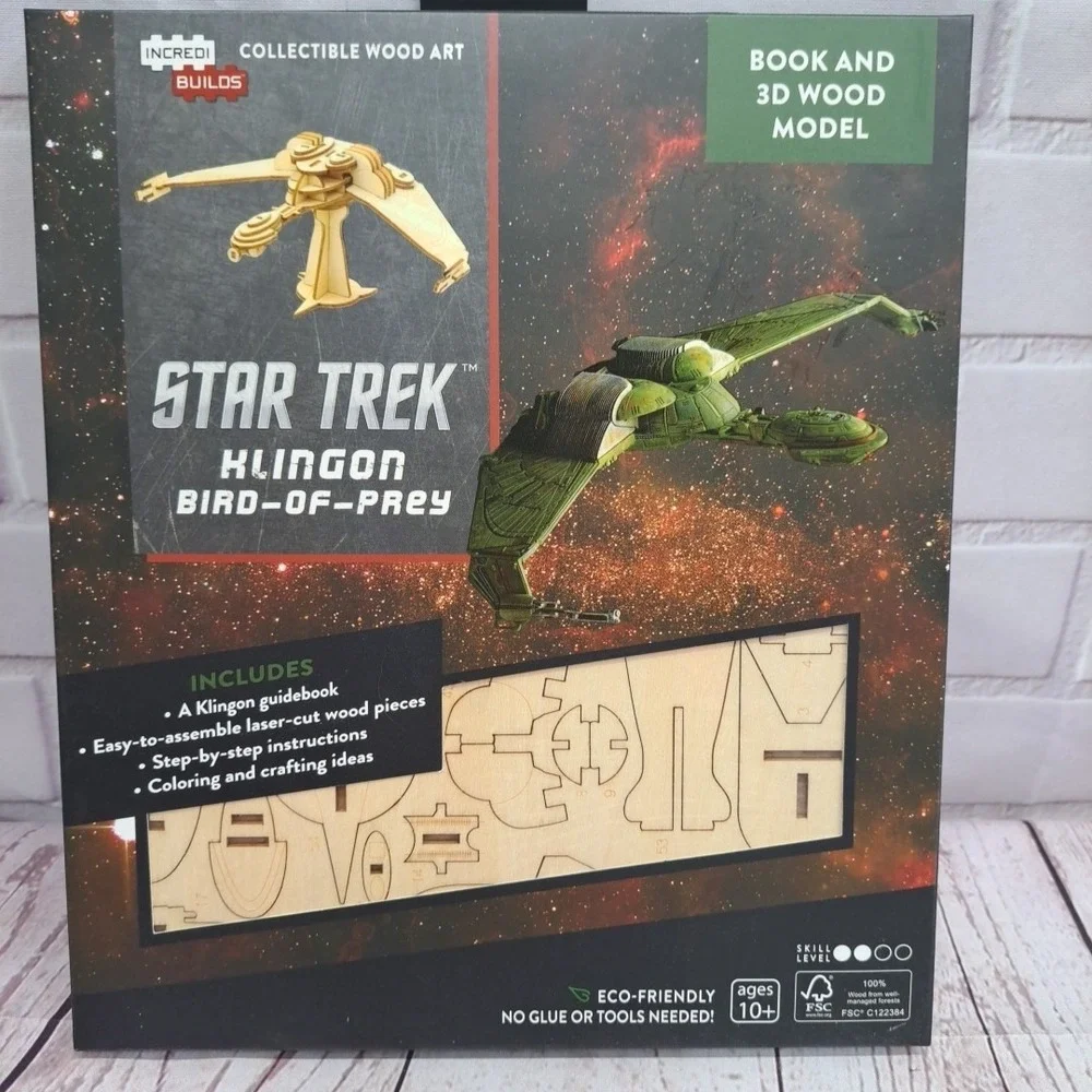 Star Yrek Klingon Bird Of Prey 3D Wood Model And Book